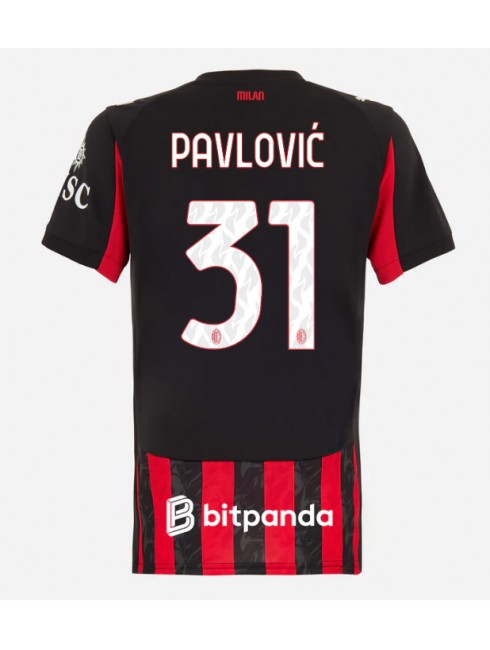 AC Milan Strahinja Pavlovic #31 Zenski Domaci Dres 2025-26 Kratak Rukavima AC Milan Strahinja Pavlovic #31 Zenski Domaci Dres 2025-26 Kratak Rukavima
